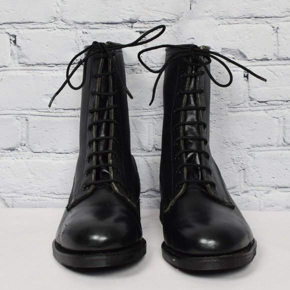 Vintage Men\'s 1987 Addison Shoe Comp. Black 9 Hole Military Combat Boots - 8 W main image 4
